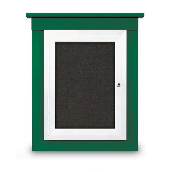 60"x48" 2-Door Enclosed Letterboard, Blue Vinyl/Cherry
